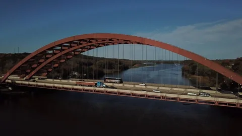 Twin Bridges a side view Stock Footage 119588335