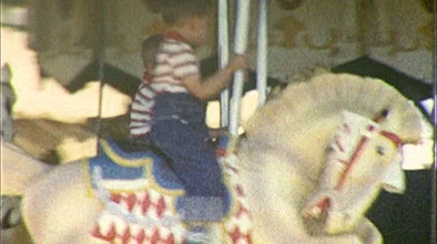 TWIN BROTHERS Ride Merry Go Round Kids 1950s Vintage Film Home Movie 264 Video stock 7340341