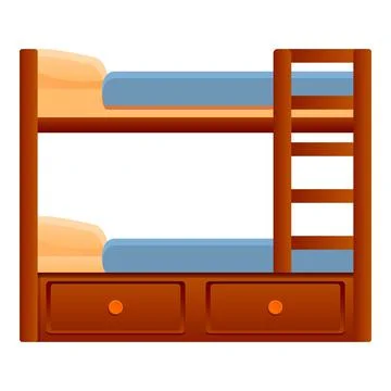 Twin bunk bed icon, cartoon style Ilustração Stock