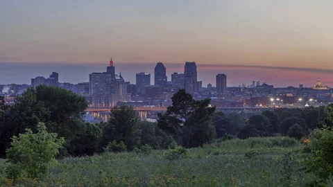The Twin Cities from Mounds Park Stock Footage 81144948