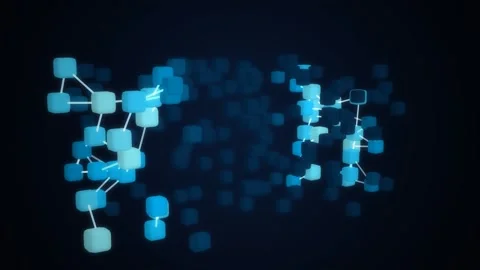 Twin data merge artificial intelligence visualization seamless loop 4k v01 Video stock 342949644