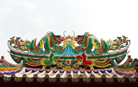 Twin dragon statue isolated Stock Photos