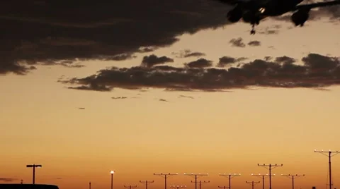 Twin Engine Jet Sunset Landing Video stock 8606525