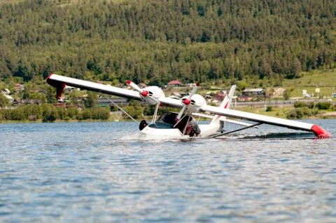 Twin-engine  light   hydroplane Stock Photos