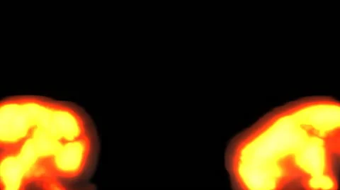 Twin explosions against a black background with by the same pattern in white Video stock 52324860