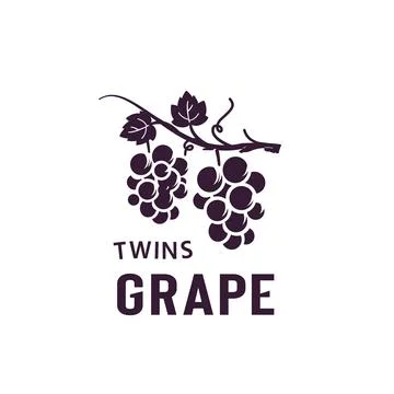 Twin grape logo with tendrils suitable for fruit shops and fruit plantations Stock Illustration