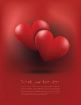 Twin heart on red background. Stock Illustration