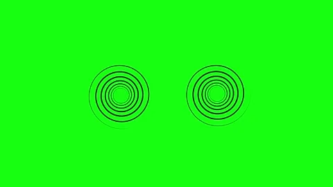 Twin hypnotic rings chroma visual green screen background, black circular spiral Stock Footage 340575622