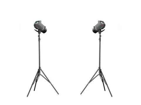 Twin low studio flash isolated on white background Stock Photos