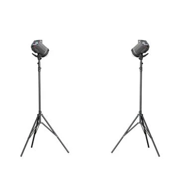 Twin low studio flash isolated on white background Stock Photos