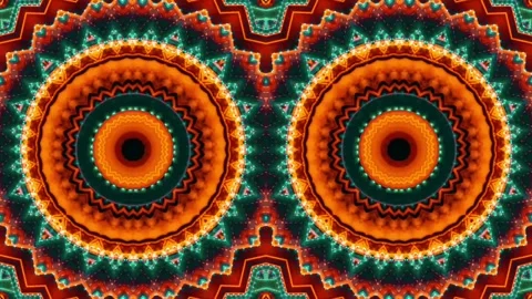 Twin mandala in orange tone Stock Footage 134379935
