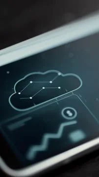 Twin network lines fill a cloud outline above a rising financial chart 库存照片