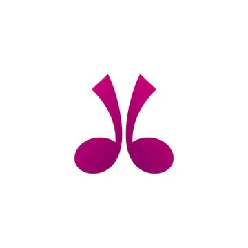 Twin notes icon musical logo design Stock Illustration