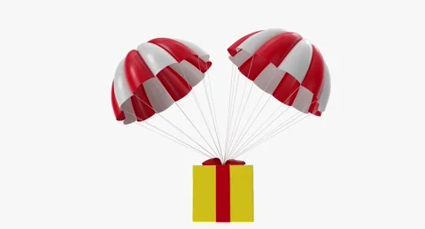 Twin Parachute Gift Box Stock Footage 285041199