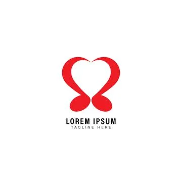 Twin red musical note form a heart. Love Music logo design template. Vector.. Stock Illustration