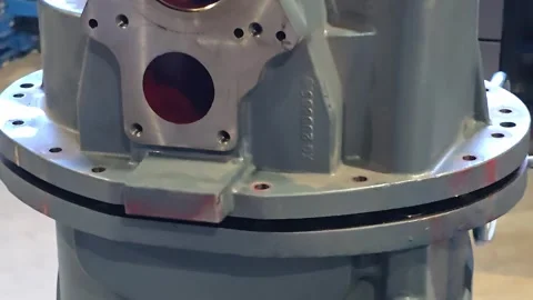 Twin screw compressor rotating, engineering and industrial mechanics in action Video stock 314210069