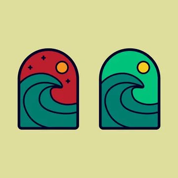 Twin of simple wave design for emblem, badge, tee design , logo, and tee Illustrazione stock