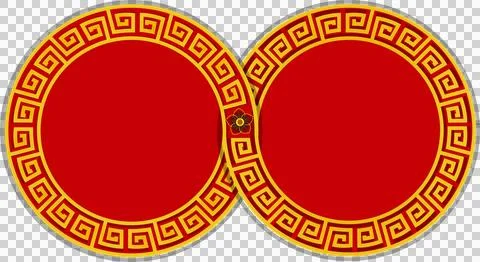 Twin of single of gold pattern oriental asia element circle Stock Illustration