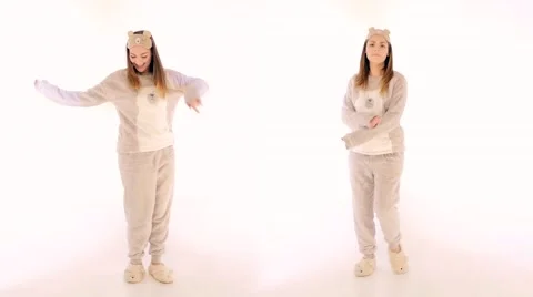 Twin Sisters Dancing on White Background Stock Footage 59192254