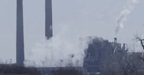 Twin Smokestacks Stock Footage 48268044