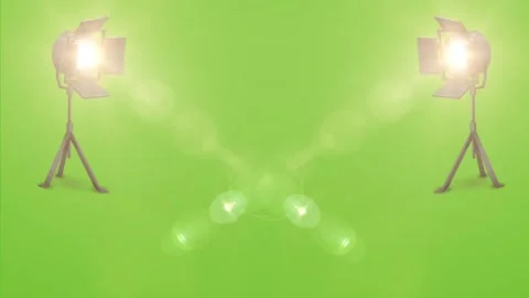 Twin stage lights moving in sync animation on green screen Stock Footage 315152142