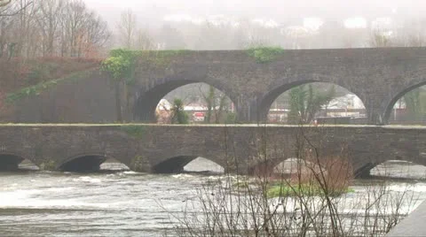 Twin Stone Bridges Stock Footage 11144429