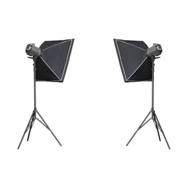 Twin studio flash isolated on white background Stock Photos