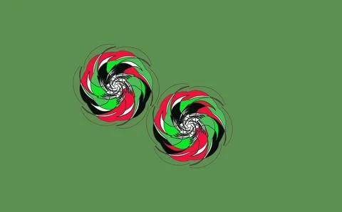 Twin Swirling Circular Rosette Emblems Stock Illustration