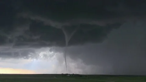 Twin tornadoes - Storm - Supercell - Touchdown Stock Footage 82239112