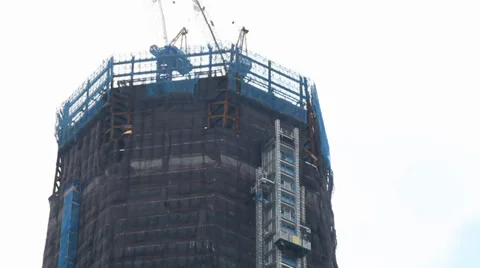 Twin Tower under construction Stock Footage 33750164