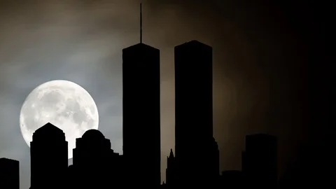 Twin Towers Iconic Silhouette by Night w... | Stock Video | Pond5