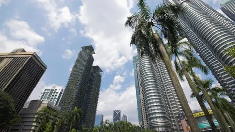 Twin towers at Kuala Lumpur Stock Footage 85563353