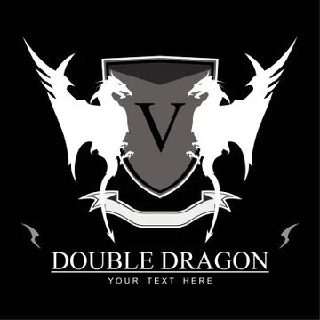 Twin White Dragons Stock Illustration