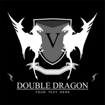 Twin White Dragons Stock Illustration