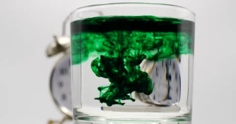 Twinbell alarm clock ringing behind glass inkflow artistic abstract isolated and Stock-Footage 219240131