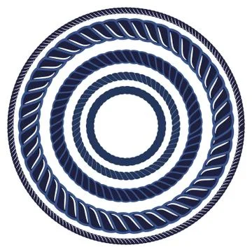 Twine rope navy blue marine brush. Pattern string border Stock Illustration
