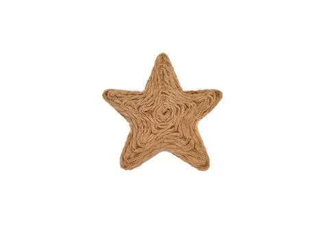 Twine star on white background. Isolate Stock Photos