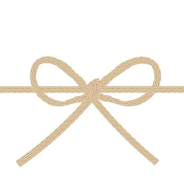 Twine string tied in a bow isolated on white background Illustrazione stock