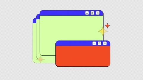 Twinkle shining stacked blank neo brutalism popup UI windows animation Stock Footage 333111837
