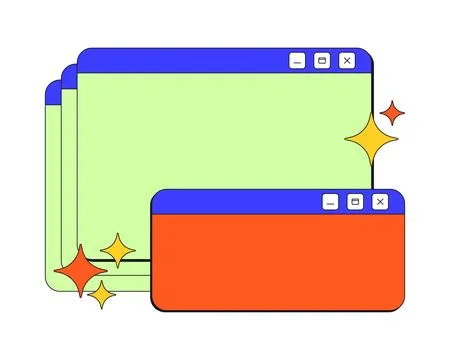 Twinkle shining stacked blank neo brutalism pop-up UI windows Stock Illustration