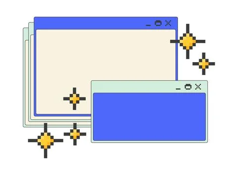 Twinkle shining stacked blank pixel art popup windows UI overlay Ilustração Stock
