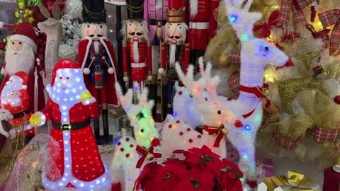 Twinkle sparkling interactive light inside Santa Claus and reindeer Christmas 스톡 동영상 294764431