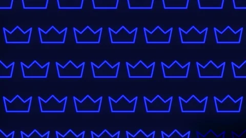 Twinkling blue crown pattern on dark background neon lights illuminate the night Stock Footage 249504859