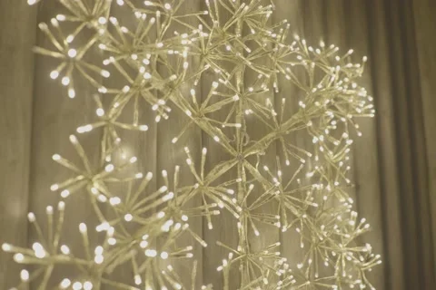 Twinkling Christmas Lights Snowflake Stock Footage 223877425