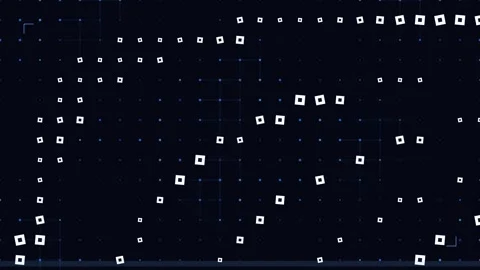 Twinkling digital grid pattern on black background Stock Footage 345228487