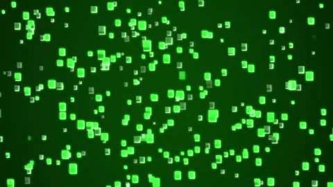 Twinkling digital tech squares glide gently over a deep green backdrop. The.. Stock Footage 341128904