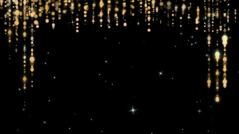 Twinkling Golden Dots Reflection on Black Glossy Surface Abstract Background Видео 337527504