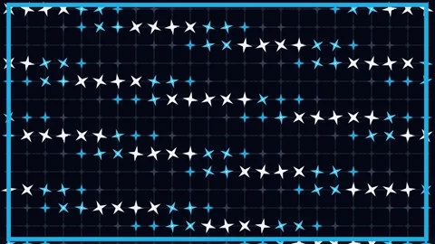 Twinkling grid of glowing points on a black background Stock Footage 345228525