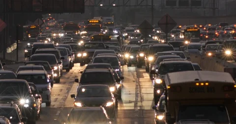 Twinkling headlights stuck in traffic los angeles Stock Footage 87365293