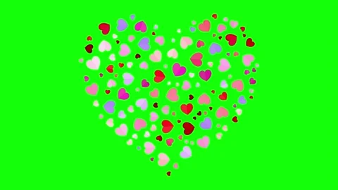 Twinkling heart elements green screen. 4K chroma key animation of small bli.. Video stock 327016486